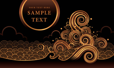 Water Gold Vector, Abstract golden wave design element,