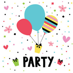Party card with balloon design