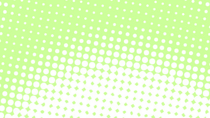 Green and white pop art background in vitange comic style with halftone dots, vector illustration template for your design