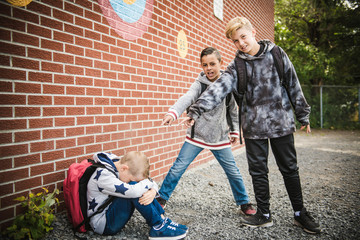 sad intimidation moment Elementary Age Bullying in Schoolyard