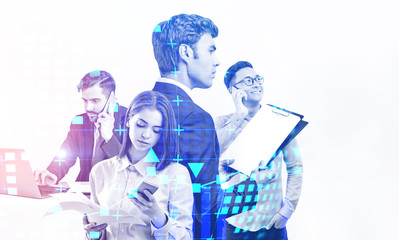 Diverse business people working together