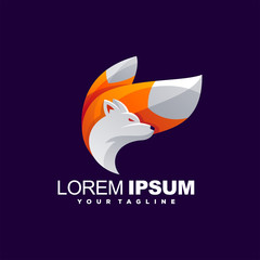 awesome fox gradient logo design