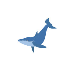 Blue whale icon isolated on white background. Vector illustration can use for logo, decor, prints, childish background