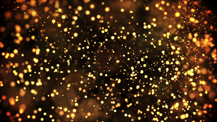 Fototapeta na wymiar composition of gold particles with a depth of field 3d render