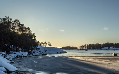 winter landscape with seafront