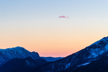 View from Rolle pass in Dolomites
