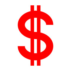 Dollar currency sign symbol - red simple, isolated - vector