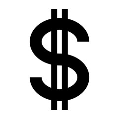 Dollar currency sign symbol - black simple, isolated - vector