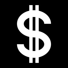 Obraz premium Dollar currency sign symbol - white simple, isolated - vector