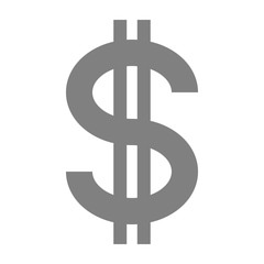 Obraz premium Dollar currency sign symbol - gray-silver-metal simple, isolated - vector