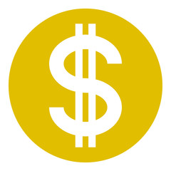 Dollar currency sign symbol - golden simple inside of circle, isolated - vector