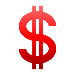 Dollar currency sign symbol - red simple gradient, isolated - vector