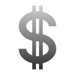 Dollar currency sign symbol - gray-silver-metal simple gradient, isolated - vector