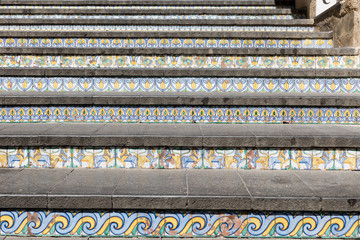 Stairway with polychrome ceramic tiles from Caltagirone Sicilia