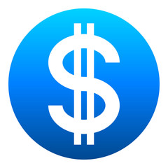 Dollar currency sign symbol - blue simple gradient inside of circle, isolated - vector
