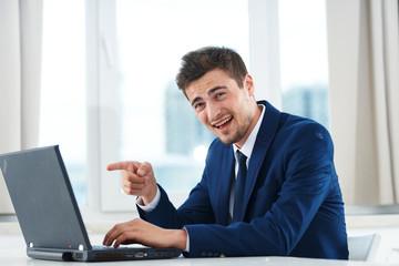 businessman working on laptop in office