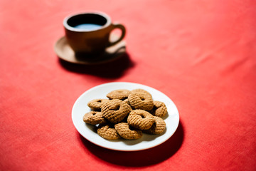 Rosquete, a Nicaraguan sweet made of pinol. It is usually accompanied with coffee. No people.