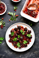 Meatballs with cranberry sauce