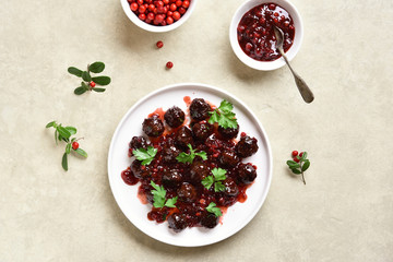 Meatballs with cranberry sauce