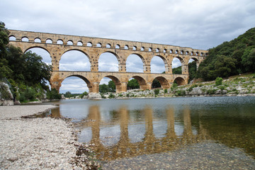 Fototapeta premium Aqueduct Pont du Gard,the bridge on river Gardon, Provence, France