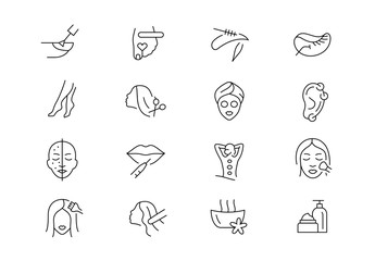 Beauty salon thin line vector icons. Editable stroke