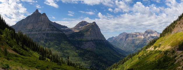 Beautiful Panoramic View of American Rockies from a viewpoint during a sunny summer day. Taken in...