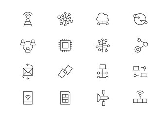 Connection thin line vector icons. Editable stroke