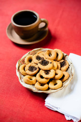 Rosquillas and viejitas on a traditional palm basket. No people.