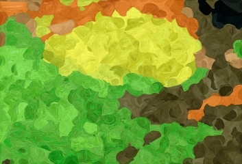abstract creative painting style with moderate green, golden rod and very dark green colors