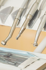 Dental instruments closeup. Hospital, dentist, treatment