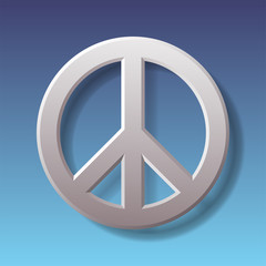 Peace symbol on blue background with shadow.