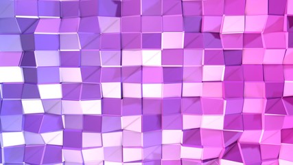 3d rendering of low poly background with 3d objects and modern gradient colors blue violet. Surface
