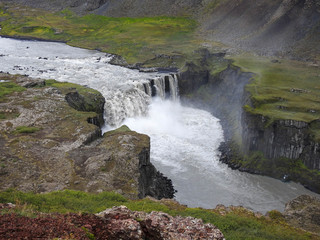 Aerial View of Icelandic Waterfall Hafragilsfoss