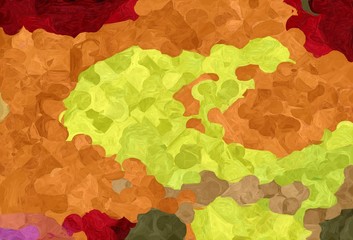 abstract natural painting style with bronze, green yellow and maroon colors