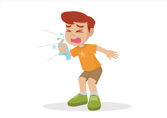 Cartoon character, Boy sneezing.