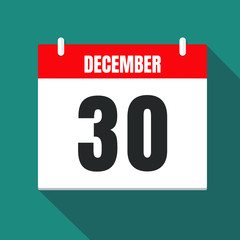 Vector illustration. Calendar icon. Calendar Date - Desember 30. Planning. Time management.