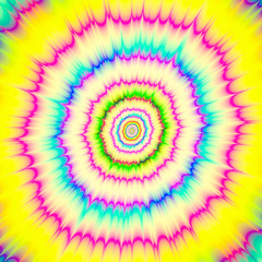 Candy Colored Explosion / A digital fractal work with a color explosion design in yellow, pink, blue, green, and turquoise. - 289570220