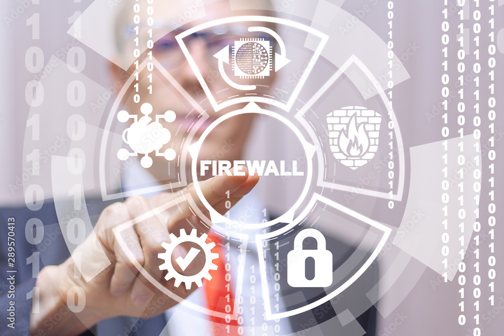 Poster firewall data protection network internet technology.