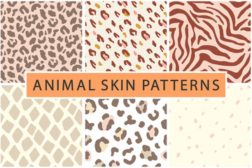 Cotton fabric Vector animal leopard skin texture print seamless pattern collection