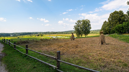  rural landscape with sheaves of hay