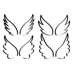 Wings of dove, eagle etc. Bird or angel symbol. Vector illustration.