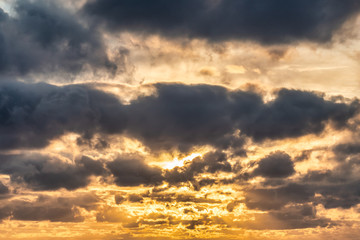 Mystical sky at sunset. The sky before the storm.