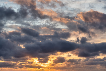Mystical sky at sunset. The sky before the storm.