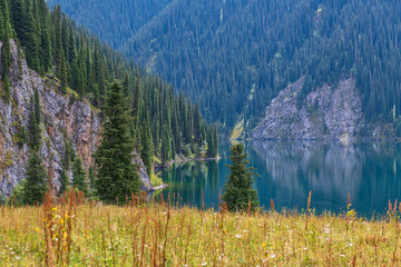 Fototapeta premium Kolsay lake - mountain lake in Kazakhstan