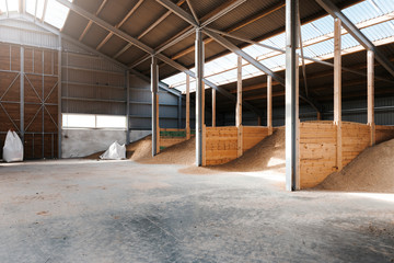Modern cereal storage barn with separated storage places. © valdisskudre