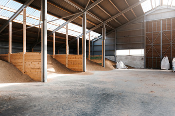 Modern cereal storage barn with separated storage places.