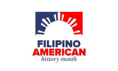 Filipino American History Month. Happy holiday celebrate annual in October. Filipinos and United States flag. Culture month. Patriotic design. Poster, card, banner, template. Vector illustration