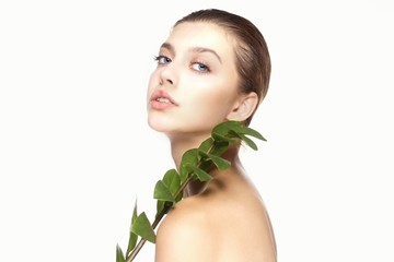 portrait of young woman with perfect clear skin