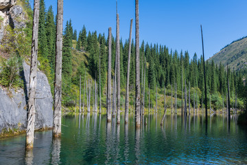 Kaindy lake - mountain lake in Kazakhstan