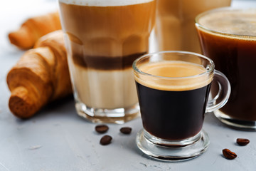 Coffee drink with fresh croissants